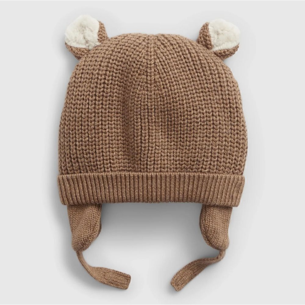 New With Tag Newborn (Up to 7lbs.) Sherpa-Lined Bear Beanie‎